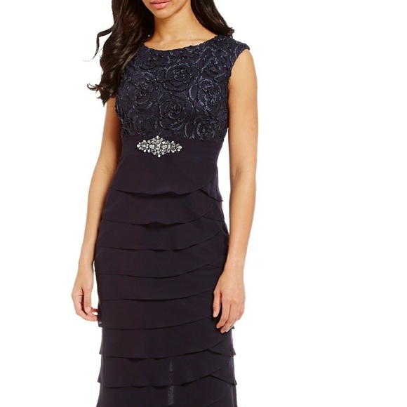 dillards navy blue long dresses